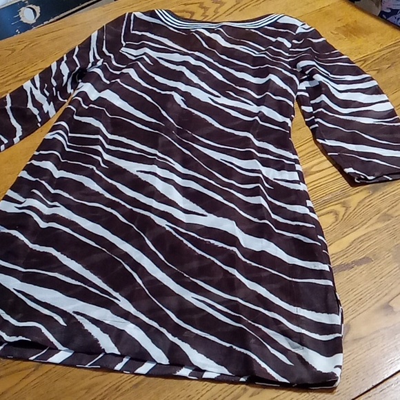 KATE SPADE Womens Dress XS  Preowned Tunic BROWN Animal Print SHEER Party Resort - Picture 5 of 14